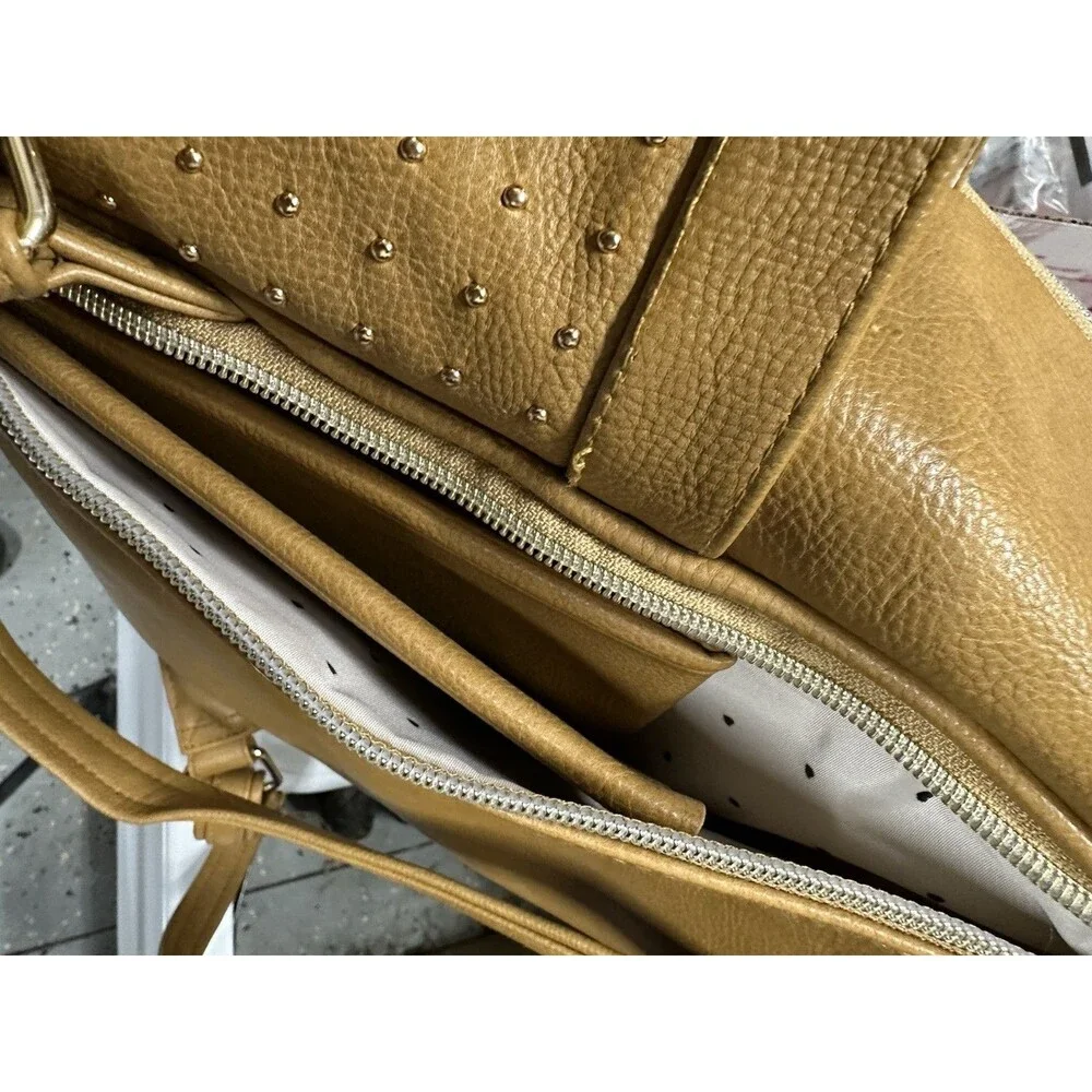 Itzy Ritzy Chelsea+Cole Studded Mini Diaper Bag Caramel Backpack Tan
